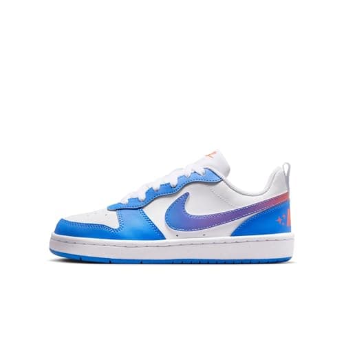 Nike Kid's Court Borough Low Bball, White/Blue Crystal-Bright Violet, 6Y