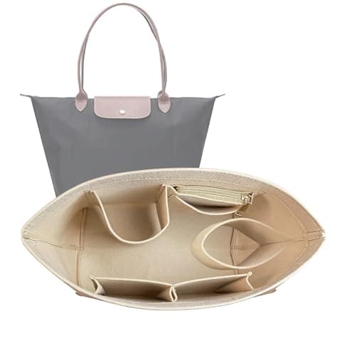 Lckaey Purse Organizer Insert for Le Pliage Handbag tote bag Insert Organizer1012khaki-L