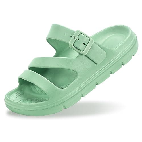 PIMIO Women's Arch Support Sandals for Women Slip On Recovery Slides for Plantar Fasciitis Relief, Non-Slip Lightweight Slippers With Thick Cushion For Waking Foot Pain & All-Day Comfort