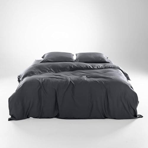 Olive + Crate Tencel Eucalyptus Cooling Duvet Cover Set - Hypoallergenic, Lyocell Tencel Duvet Cover - Soft, Temperature Regulating with Hidden Button Closure & Corner Ties - Twin XL [Charcoal]