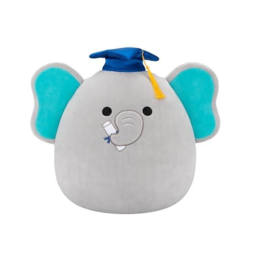 Squishmallows Original 12in Lemus the Grey Elephant with Graduation Cap – Official Jazwares Plush (Medium-Sized)