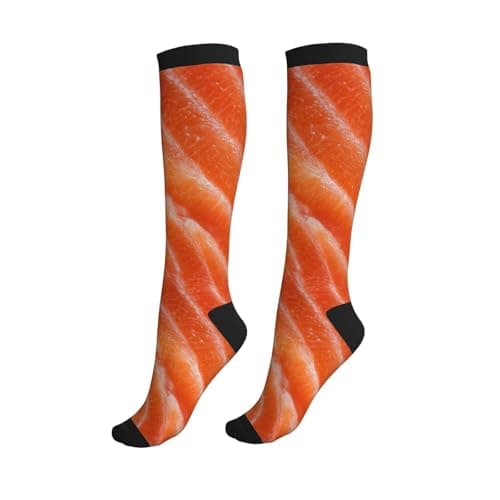 Sjazc Sushi Salmon Compression Socks Calf Knee High Support Socks Novelty For Women Men Nurse Athletic Running Hiking Travel