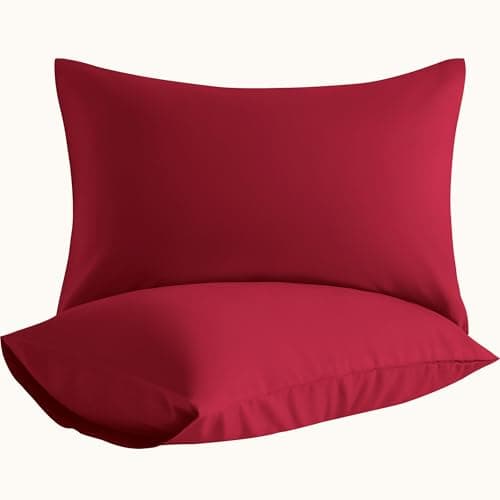 Aerlomi Standard Pillow Cases, 2 Pack Brushed Microfiber Pillowcases, Soft, Wrinkle, Fade, Stain Resistant Pillow Cases with Envelope Closure, Easy Care, 20x26 Inches, Wine Red