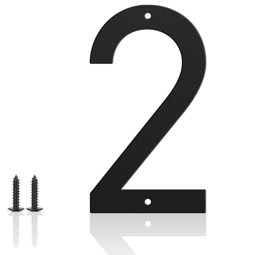 5" Metal House Numbers for Outside and Mailbox, Weatherproof Black Address Signs, Metal Letters Number Sign for Home Door Garden Office - Number 2