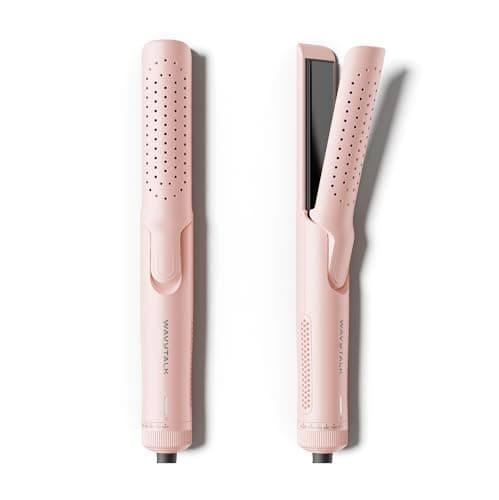 Wavytalk Airflow Styler Curling Iron, Cool Curl, 360° Cool Air Lock in Style for Lasting Curls, Reduces Damage, 2 in 1Hair Straightener and Curler, 1.25 Inch, Anti-Scald for Short Long Hair, Pink