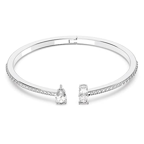 Attract Cuff, White, Rhodium plated