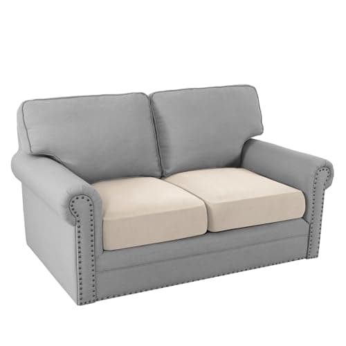 H.VERSAILTEX Fleece Couch Cushion Covers Stretch Loveseat Covers Comfortable and Durable Fabric (2 Piece Loveseat Cushion Cover, Ivory)