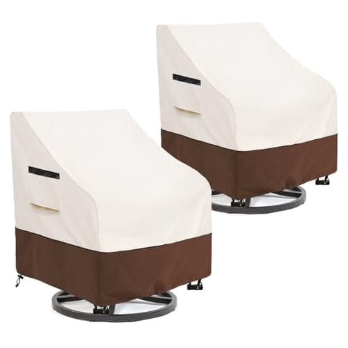 Outdoor Swivel Chair Cover 2 Pack,Outdoor Furniture Patio Chair Covers Waterproof Clearance, Lawn Patio Furniture Covers,30" W x 34" D x 38.5" H,Beige & Brown