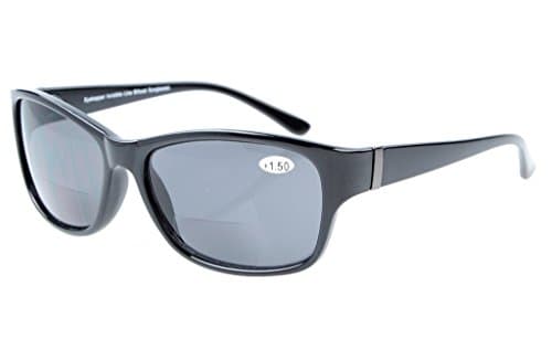 Eyekepper Bi-Focal Sunshine Readers Fashion Bifocal Sunglasses Black Frame/Grey Lens +2.50