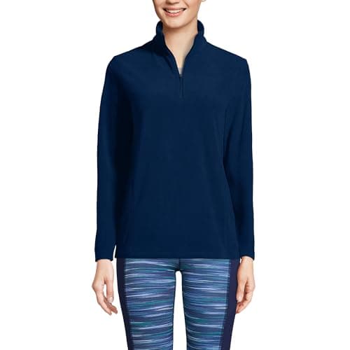 Lands' End Women's Fleece Quarter Zip Pullover Large Deep Sea Navy