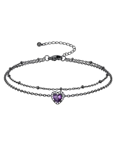 Richsteel Black Heart Ankle Bracelets for Women Waterproof-February