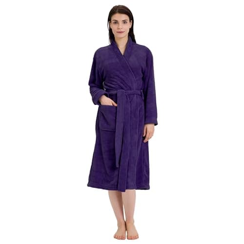 PJGGZ Towel Robe for Women – Soft Absorbent Kimono Bathrobe, Quick-Dry Spa Shower & Hotel Use(S/M, Dark Purple)