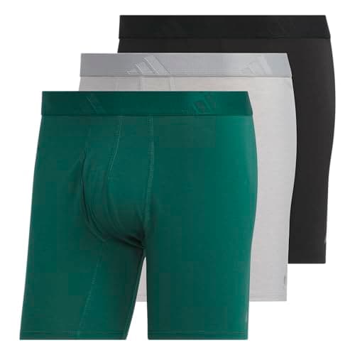 adidas Men's Luxe Underwear (3-Pack) Boxer Briefs or Trunks, Premium Ultra Soft Comfort, Collegiate Green/Heather MGH Solid Grey/Black/Boxer Brief, XXL