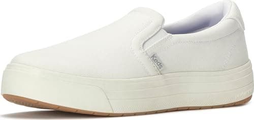 Keds Women's Park Slip On Fashion Sneaker, White Canvas, W 9