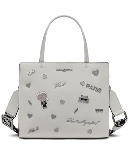 KARL LAGERFELD Paris Women's Maybelle Pins Satchel, Winter White, One Size