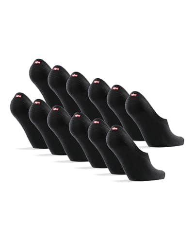 DANISH ENDURANCE No Show Socks Men & Women in Bamboo Viscose, Invisible & Thin, No Slip Silicone Heel, 6-pack, Black, Large