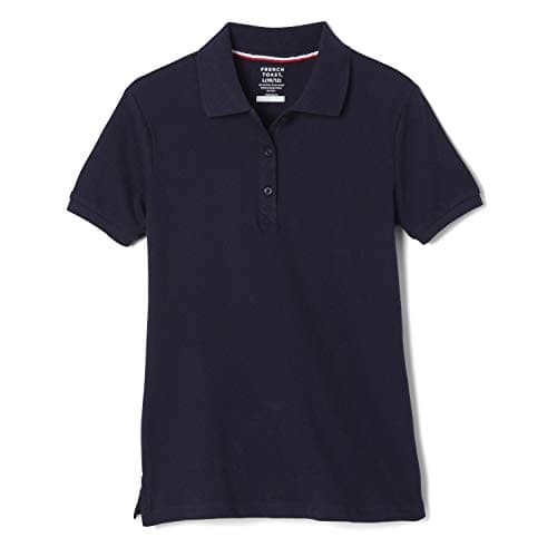 French Toast Girls' Short Sleeve Stretch Pique Polo Shirt, Navy, 4-5