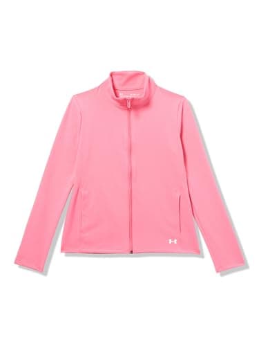Under Armour Girls' Motion Jacket, (672) Super Pink / / White, Medium