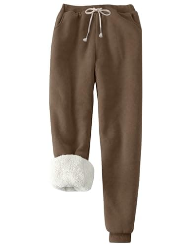 PEHMEA Womens Sherpa Lined Sweatpants Winter Warm Fleece Pockets Joggers
