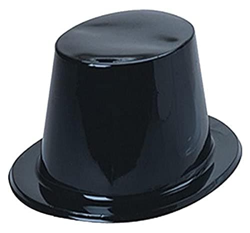Plastic Top Hats, Pack of 12, Black