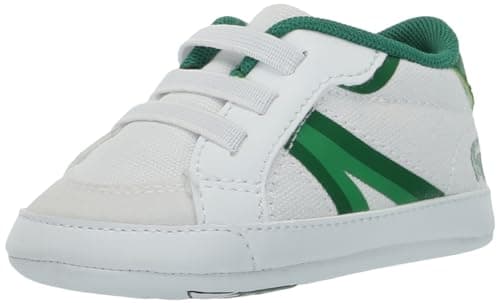 Lacoste Unisex-Child Infant's L004 Sneaker, White/Green Strap, 3