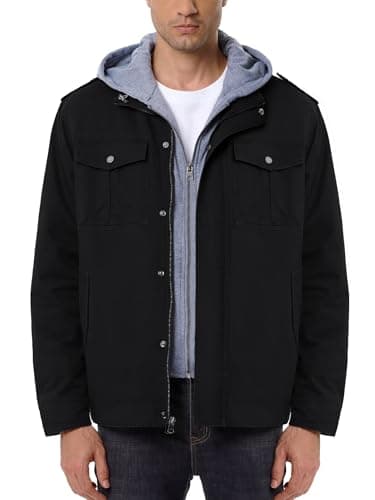 UIQUR Men’s Winter Military Casual Jacket Sherpa Lined Fleece Cargo Coat