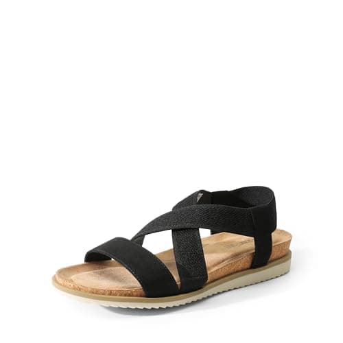 DREAM PAIRS Women's Comfortable Low Wedge Sandals, Open Toe Slip On Strappy Flat Sandals Light-weight Summer Shoes