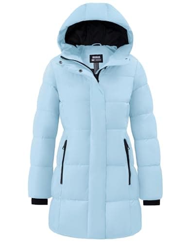 Skieer Women's Long Winter Coats Warm Waterproof Ski Puffer Jacket,Blue,XXL