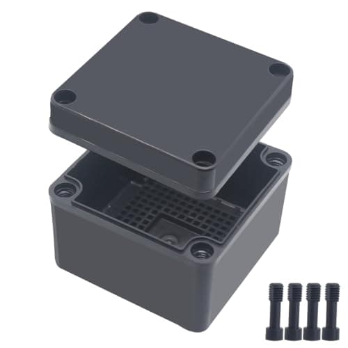 Junction Box,IP67 Waterproof ABS Black Project Box with Mounting Plate Electrical Box Enclosure for Outside Electronics 3.9 x 3.9 x 3inch(100x100x75mm)