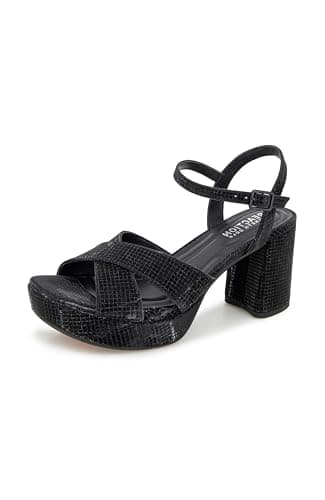Reaction by Kenneth Cole REEVA PLATFORM BLACK GRID METALLIC 9