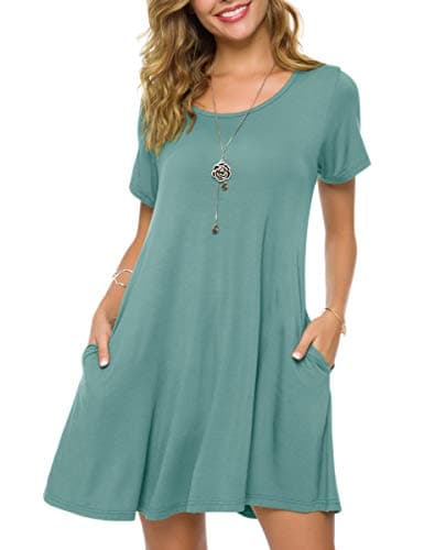 ZENNILO Plus Size Casual T Shirt Dresses for Women Flowy Swing Tunic Dress Pockets