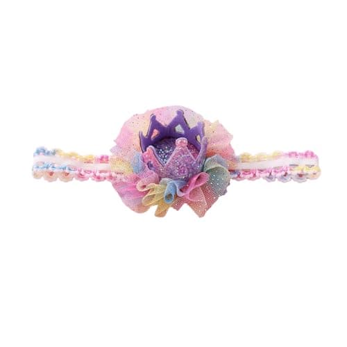 Litwlly Bow Lace Headband for Baby Girls, Cute Bow Knot Hairband Pearl Elastic Headwrap for Newborn Infant Toddlers (Purple)