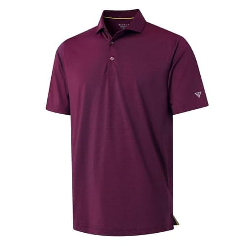 MAELREG Men’s Polo Shirts Short Sleeve Quick Dry Performance Lightweight Pinstriped Collared Polo Shirt for Men