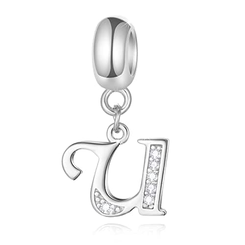 CRISNATA Initial Letter U Pendant Charm, Fit Pandora Snake Bracelet