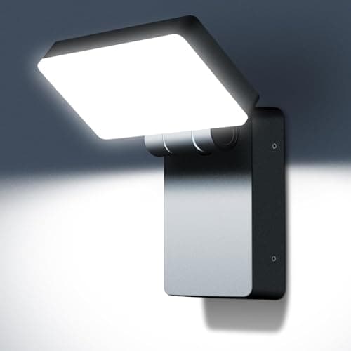 ledmo Modern LED Wall Light, 40W 3000LM 5000K Outdoor Wallpack with 360° Rotate and 180° Fold Head Sconce Exterior Flood Lights Switch Control IP65 Waterproof for Safety Wall Mount Lighting