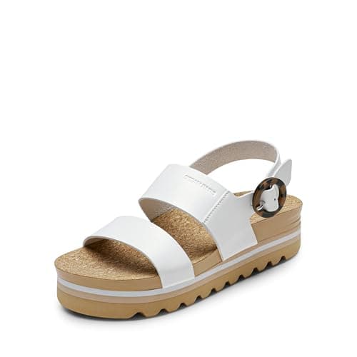 DREAM PAIRS Women's Orthopedic Arch Support Platform Sandals Comfortable Cork Insole Low Wedges Sandals Flatform Summer Dress Shoes Cute Buckle Wedges for Beach,Size 7,White,DWUMWS2501