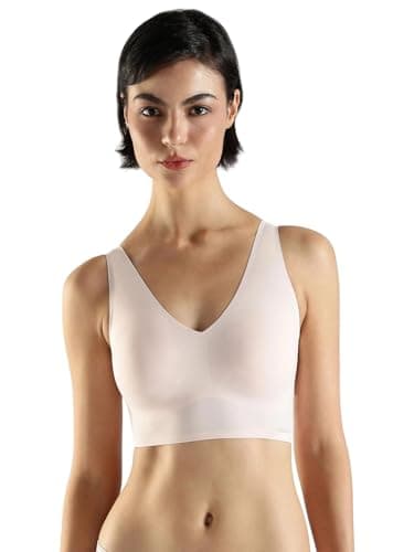 Calvin Klein Women's Invisibles Lightly Lined V Neck Bralette Bra, Light Pink, XS