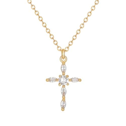 SEADAY 14K Gold Plated Cross Necklaces for Women