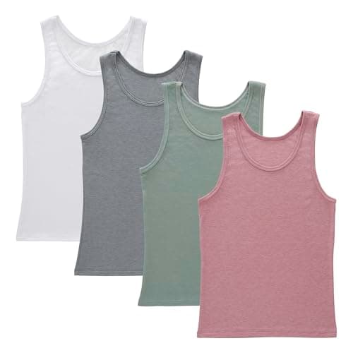Hanes Girls' Originals Tank Pack, Supersoft Tank Top for Girls, Modal Stretch Rib Tanks, 4-Pack