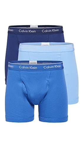 Calvin Klein Men's Cotton Classics 3-pack Boxer Brief, Medieval Blue, Minnow, Blue Bay, Large
