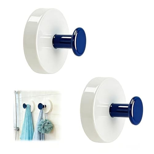 zenitize Suction Cup Hooks for Shower, Door Wreaths, Heavy Duty Carbon Steel Towel Hooks for Bathroom Kitchen Glass Tile Mirror Wall No Drill Removable Robe, Loofah, Coat