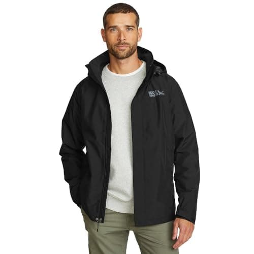 Eddie Bauer Men's Rainfoil Packable Jacket, Black Recycled, XX-Large