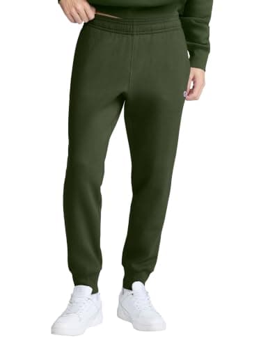 Champion Men's Powerblend Joggers, Standard Fit, Midweight Fleece, Chive, Medium