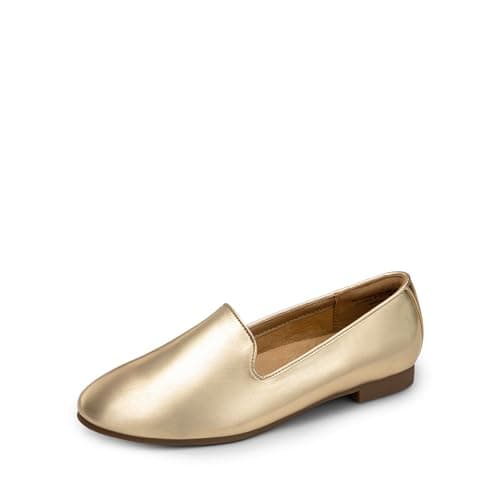 DREAM PAIRS Round Toe Flats for Women Dressy Comfortable, Slip-On Dress Business Casual Office Work Shoes for Women,Size 8,Gold,SDFA2403W