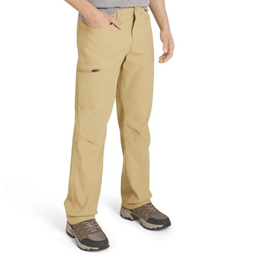 Eddie Bauer Men's Athletic Fit Fixed Waist Active Performance Rainier Pants, Saddle, 30W x 32L