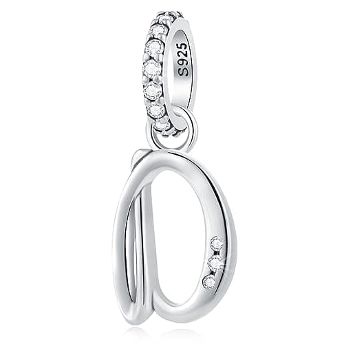 GLOWDAS Letter D Charms Alphabet Pendant - fit Pandora DIY Name Bracelet