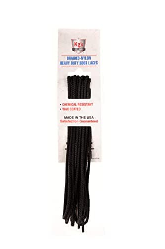 Kg's Braided Nylon Heavy Duty Boot Laces – Durable Shoe Laces Made from Braided Nylon, Perfect Fit for All Types of Heavy Duty Work Boots and Shoes (72 Inches, Black, 2 Pairs)