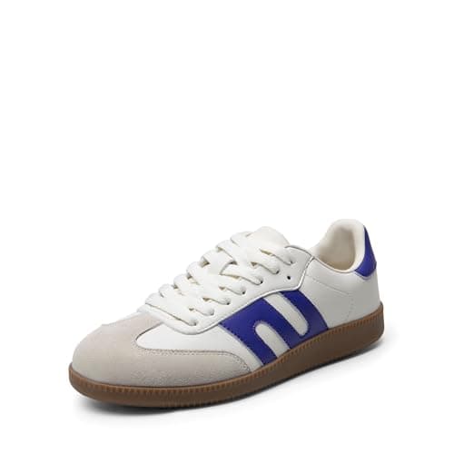 DREAM PAIRS Women's Tennis Sneakers Walking Flat Low-Top Casual Lace-Up Comfortable Nia Fashion Sneakers Shoes, Size 7.5,White/Purple,SDFN2442W