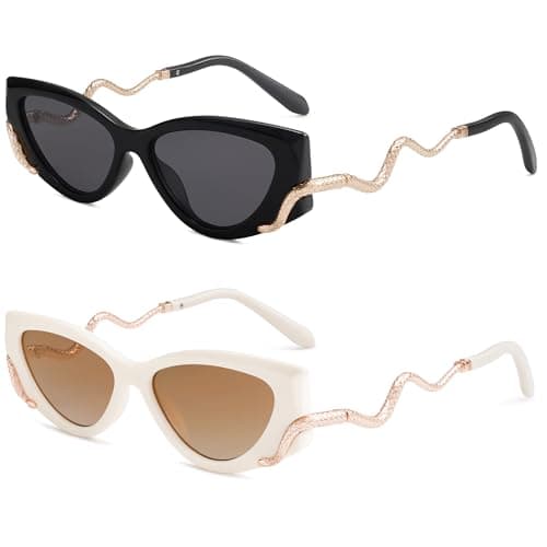 Appassal Retro Cat Eye Snake Sunglasses AP3667 Black+White