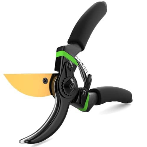 Ultra Sharp Japanese Steel Pruning Shears - Cuts 3X Easier, Weak Hand Arthritis Clippers, Rust-Resistant Titanium Coated Pruner, Effortlessly Cuts 3/4 Inch